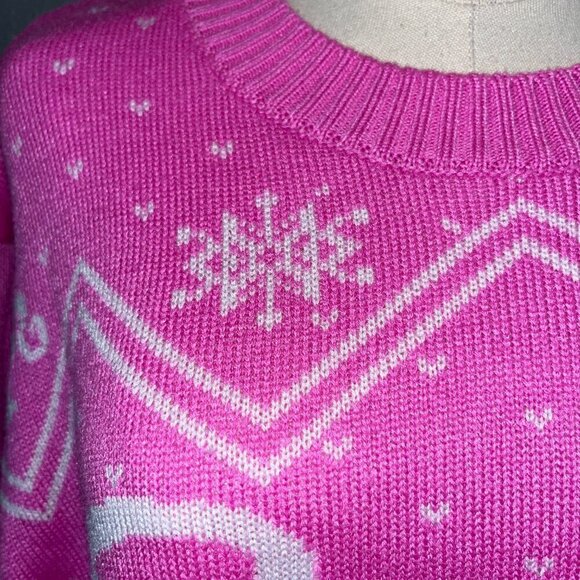 Classic BARBIE Mattel 2023 Pink Fall Winter Christmas Holiday Sweater -NWOT - L - Picture 4 of 11